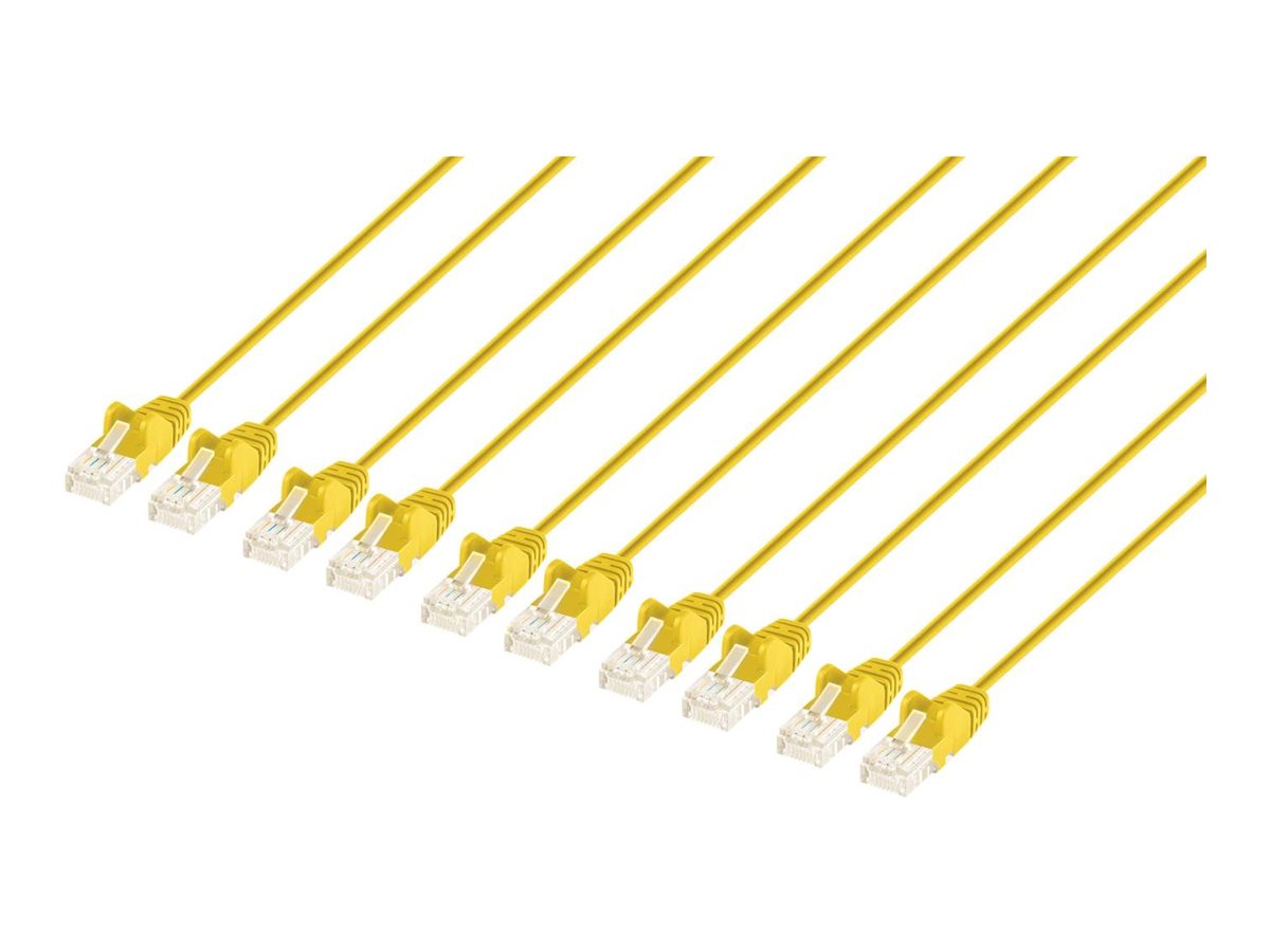 CAT6 U/UTP SLIM NETWORK PATCH CABLE, 14 FT., YELLOW, 10-PACK