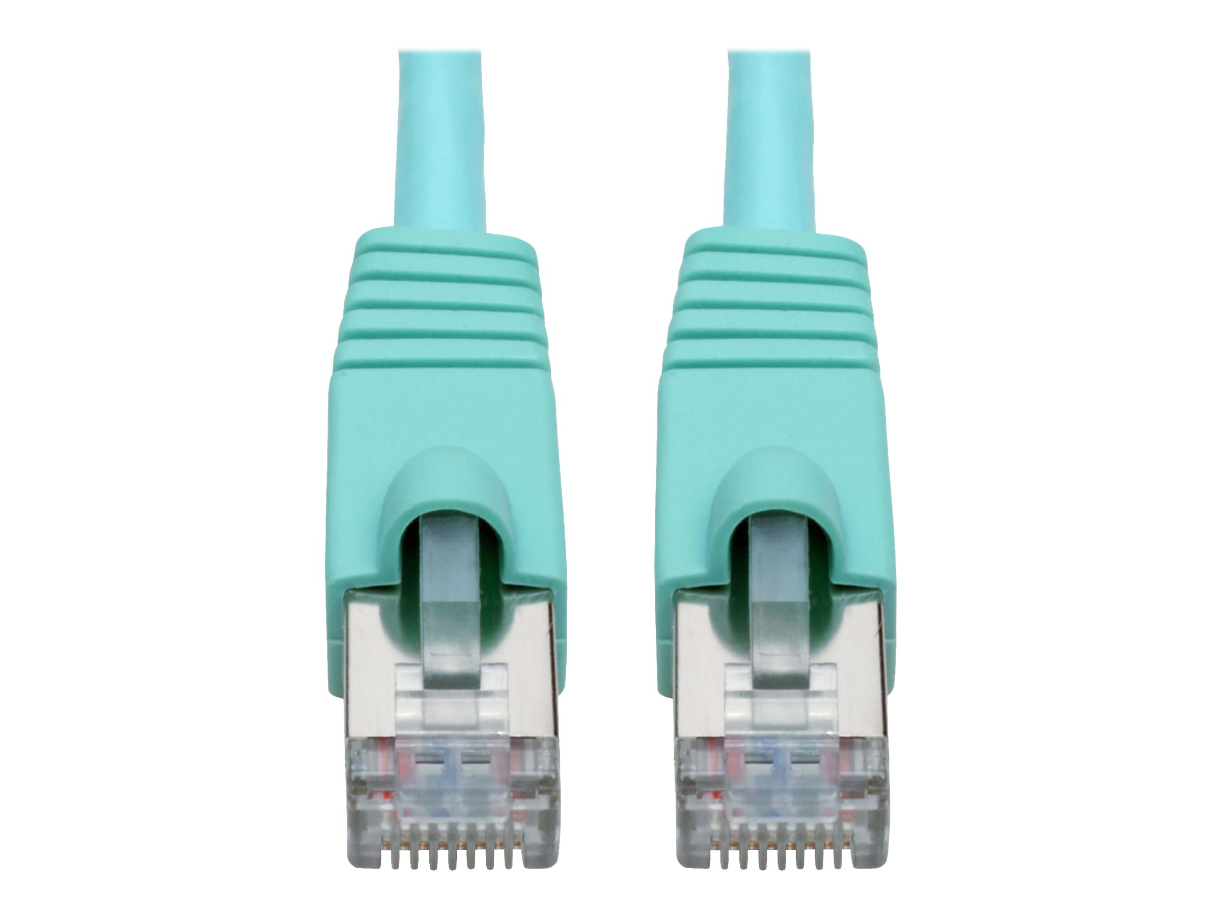 Tripp Lite Cat6a 10G-Certified Snagless Shielded STP Network Patch Cable (RJ45 M/M), PoE, Aqua, 30 ft.