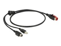 DeLOCK 8 pin USB PlusPower (24 V) (male) - 4 pin USB Type B 3 pin Power mini-DIN (male) Sort 1m Forstærket USB kabel