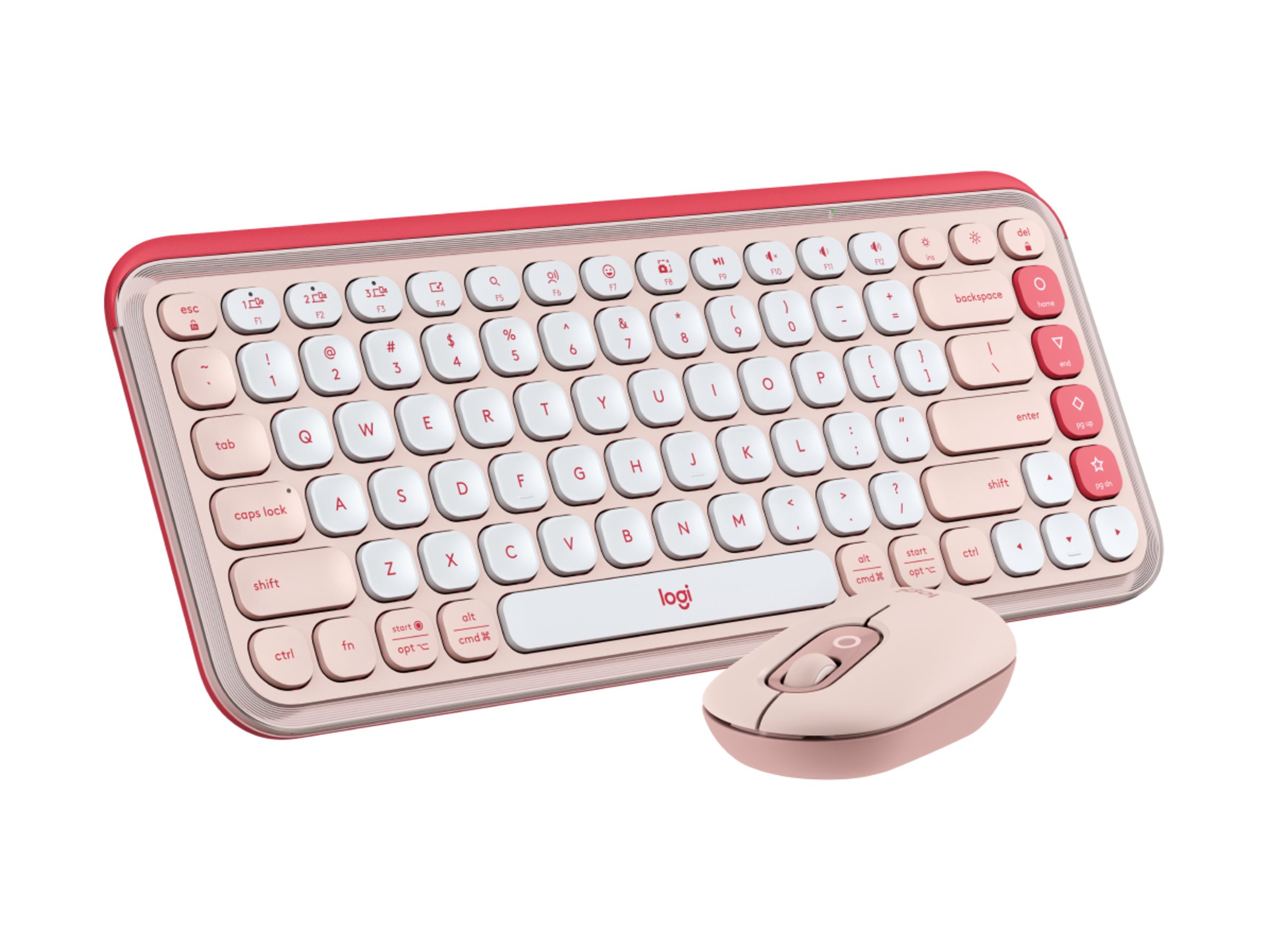 Logitech POP Icon Combo keyboard and mouse set QWERTY English rose off white Input Product shot Front 79950