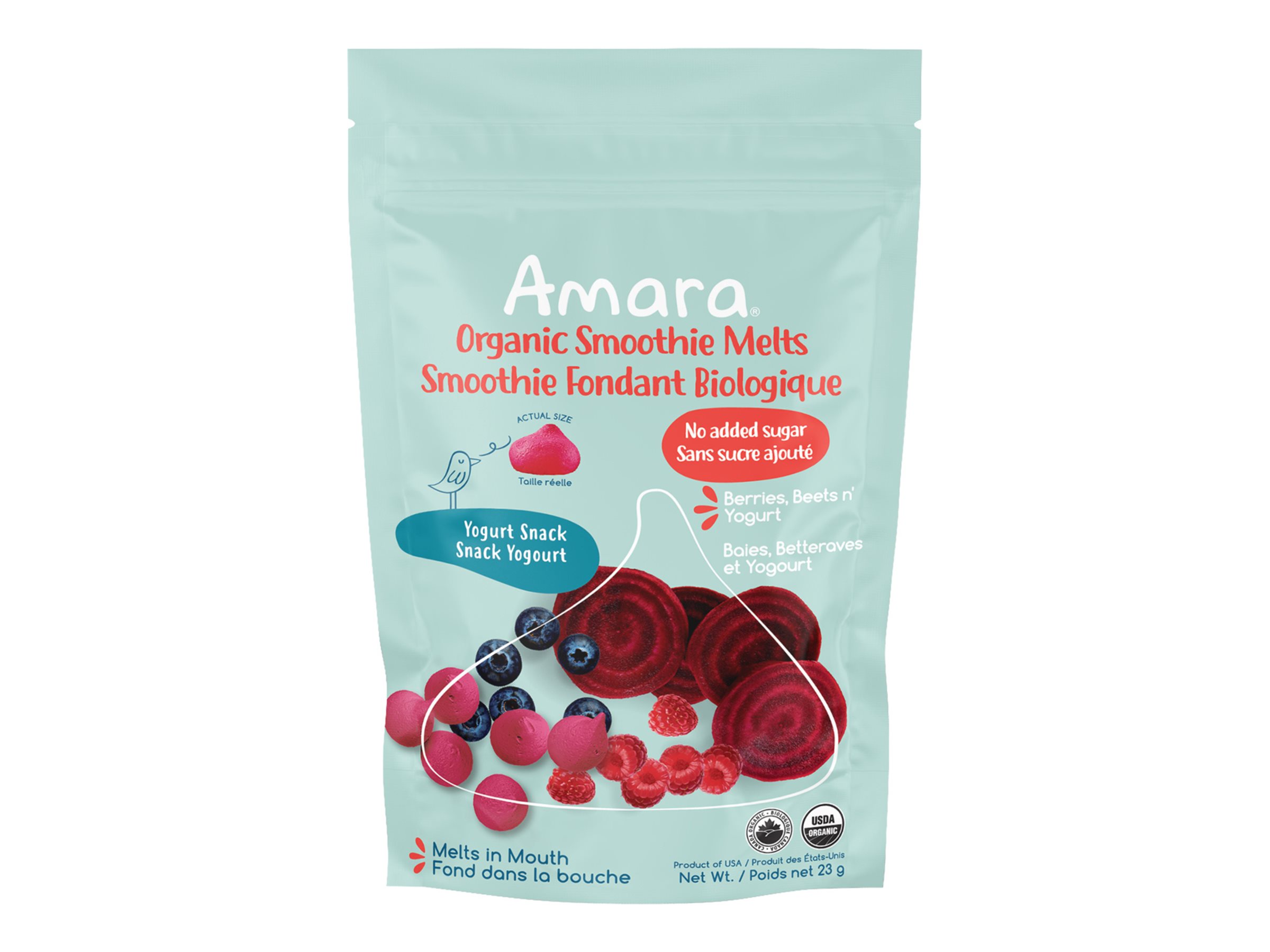 Amara Organic Smoothie Melts Snack - Berries Beets n' Yogurt - 23g