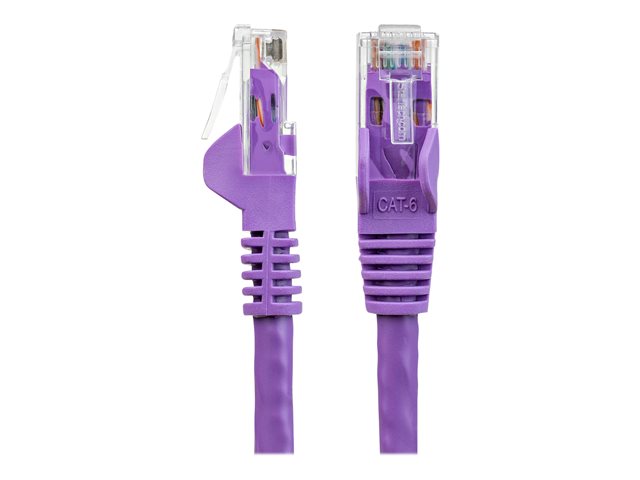 Image of StarTech.com 75ft CAT6 Ethernet Cable, 10 Gigabit Snagless RJ45 650MHz 100W PoE Patch Cord, CAT 6 10GbE UTP Network Cable w/Strain Relief, Purple, Fluke Tested/Wiring is UL Certified/TIA - Category 6 - 24AWG (N6PATCH75PL) - patch cable - 22.9 m - purple