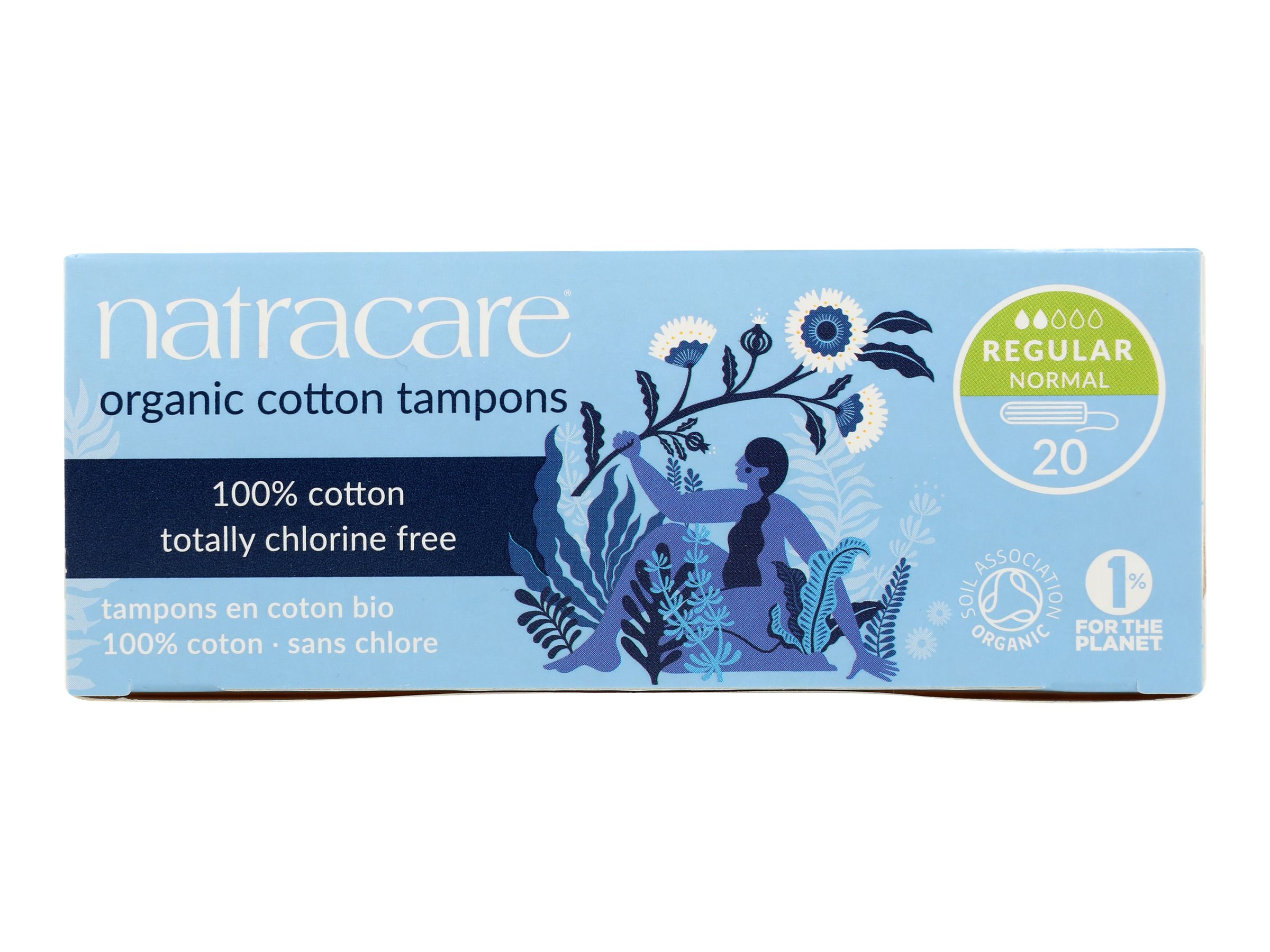 Natracare 100% Certified Organic Cotton Tampons - Regular - 20s