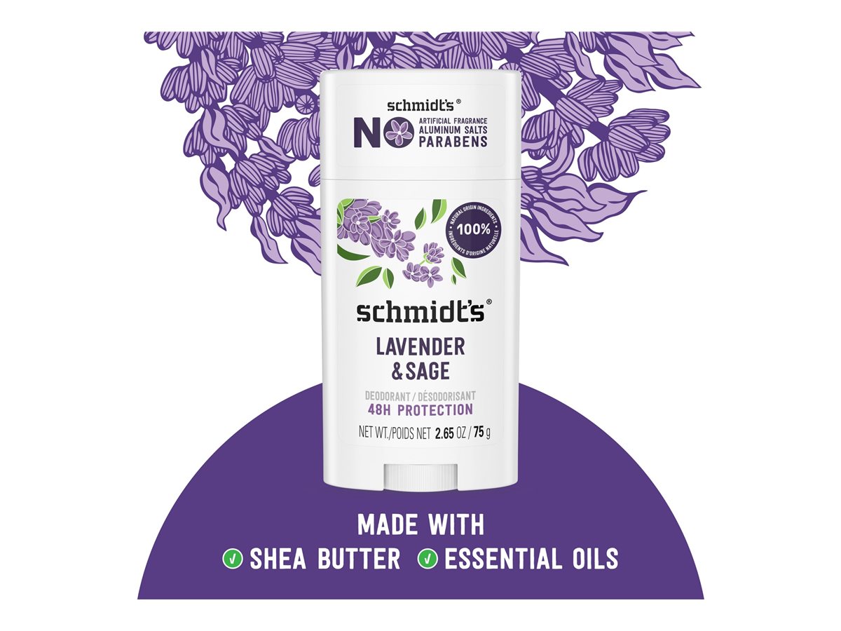 Schmidt's Natural Deodorant Stick Mineral Enriched - Lavender + Sage - 75g