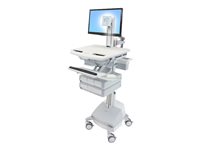 Ergotron StyleView cart - for LCD display / keyboard / mouse / CPU / notebook / barcode scanner - grey, white, polished aluminium - TAA Compliant