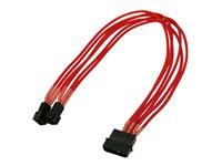 Nanoxia 3-PIN intern spænding (male) - 4-pin intern strøm (kun blæser) (male) Rød 30cm Blæsereffekt-adapter