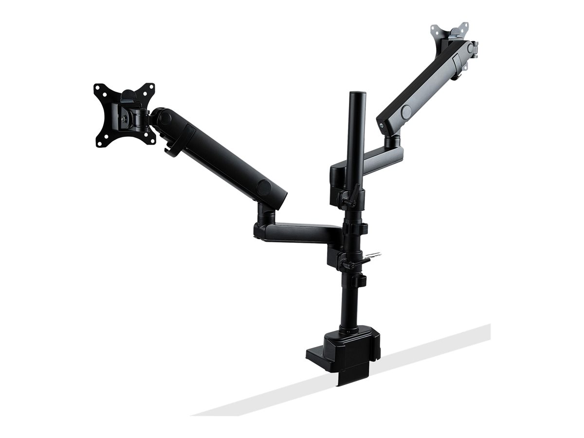 StarTech.com Desk Mount Dual Monitor Arm, Full Motion Monitor Mount for 2x VESA Displays up to 32" (up to 17lb/8kg), Ergonomic Vertical Stackable Arms, Articulating, Height Adjustable - Pole Mount, C-Clamp/Grommet (ARMDUALPIVOT) montážní sada - full-motion dual arm - pro 2 monitory - černá – foto 7
