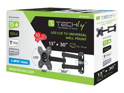 Techly Wandhalterung LCD TV 13-30 neigbar 2 Gelenke schw.
