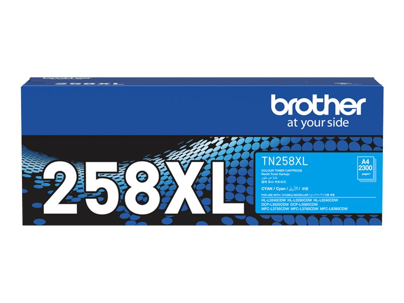 Brother TN258XLC High Yield cyan original toner Package view Front 80460