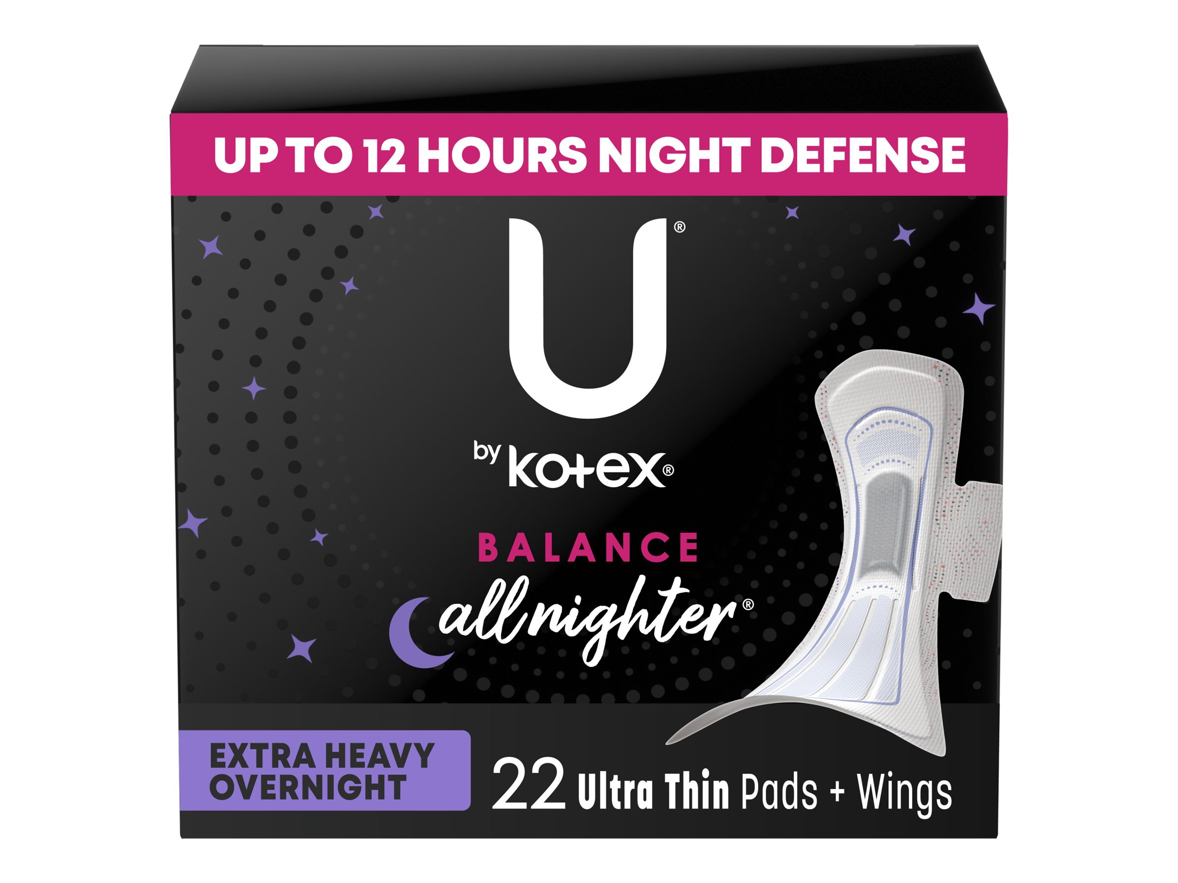 U by Kotex Balance Ultra Thin Sanitary Pad - Extra Heavy Overnight - 22 Count