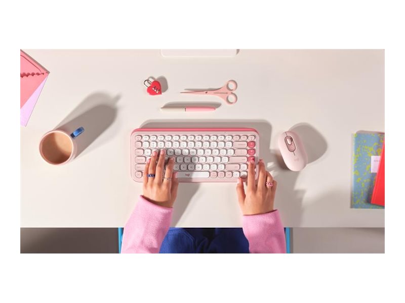 Logitech POP Icon Combo keyboard and mouse set QWERTY English rose off white Input Usage / lifestyle Front 72635