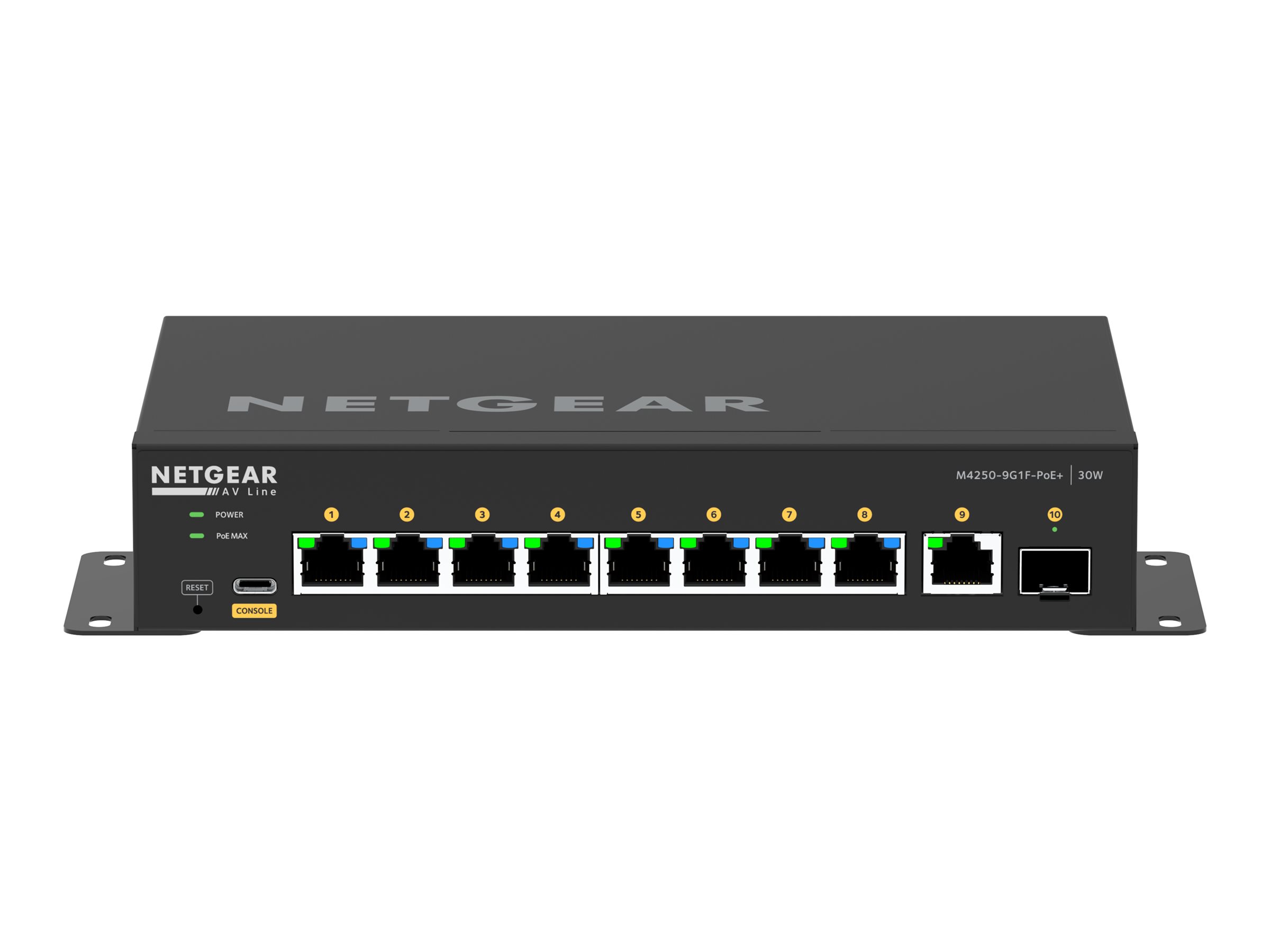 NETGEAR AV Line GSM4210PD switch 10 ports Product shot Front 79950