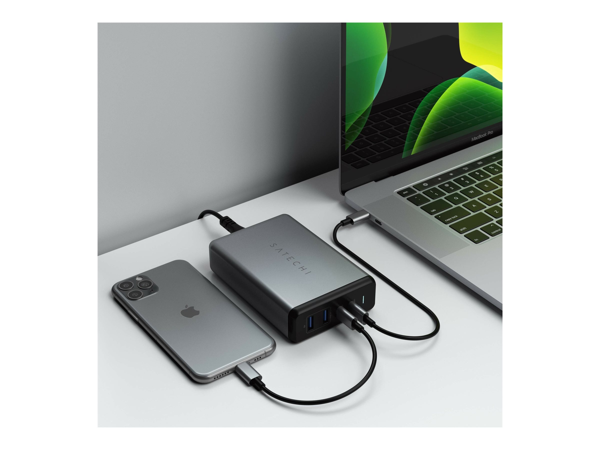 Satechi 108W Pro USB-C PD Desktop Charger power adapter 108 Usage / lifestyle Left-angle 72756