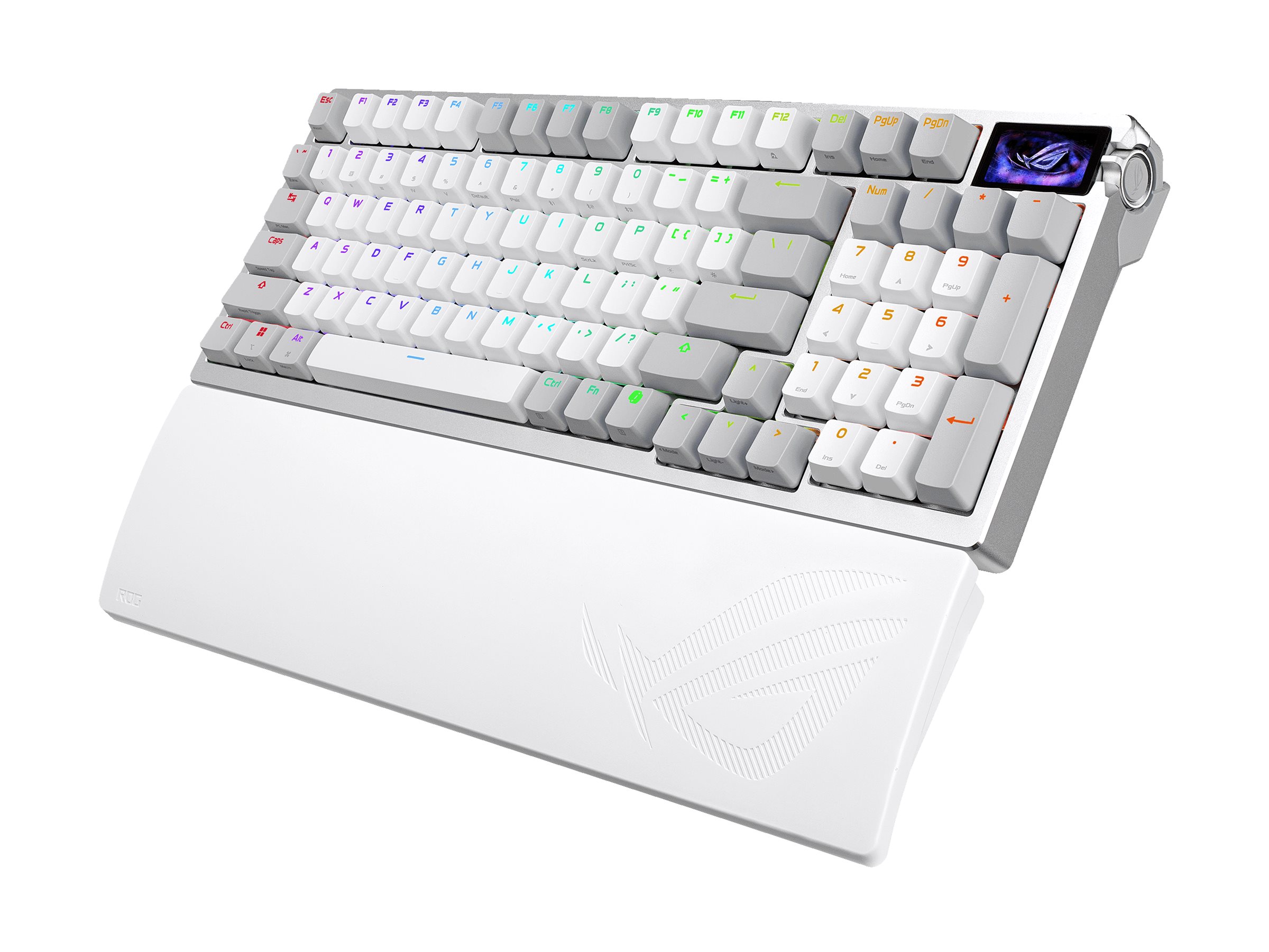 ASUS ROG Azoth 96 HE Lite keyboard Hall Effect 96% compact with OLED display knob white Product shot Right side 77950