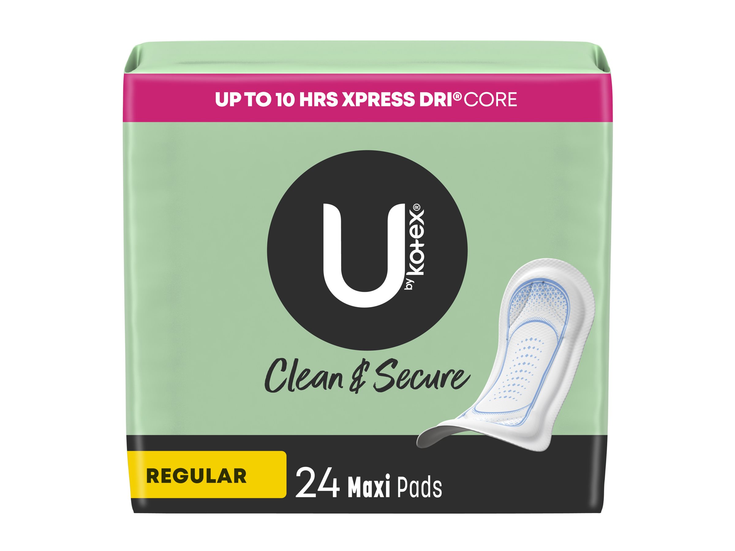 U by Kotex Clean & Secure Maxi Sanitary Pads - Regular - 24's