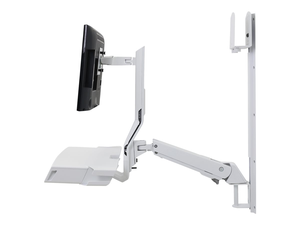 Ergotron SV Combo System with Worksurface & Pan, Small CPU Holder montážní sada - zvednutí a otočení - pro LCD displej / klávesnice / myš / skener čárových kódů / CPU - bílá – foto 4