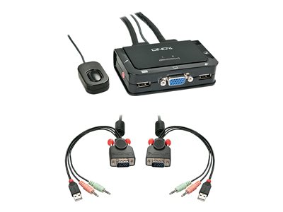 LINDY KVM Switch Compact 2 Port VGA USB 2.0 & Audio - 42342