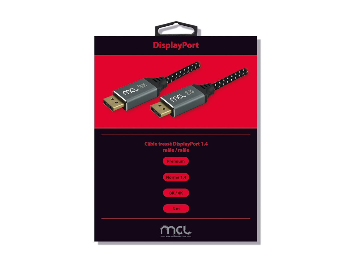 MCL DisplayPort mesh cable 8K/1.4 male
