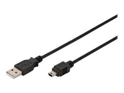 DIGITUS USB 2.0 Anschlusskabel Typ A -mini B St/St 1.8m, sw - AK-300108-018-S