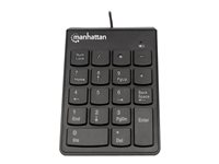 Manhattan Numeric Keypad, Wired, USB-A, 18 Full Size Keys, Black, Membrane Key Switches, Windows and Mac, Three Year Warranty, Blister - keypad - black