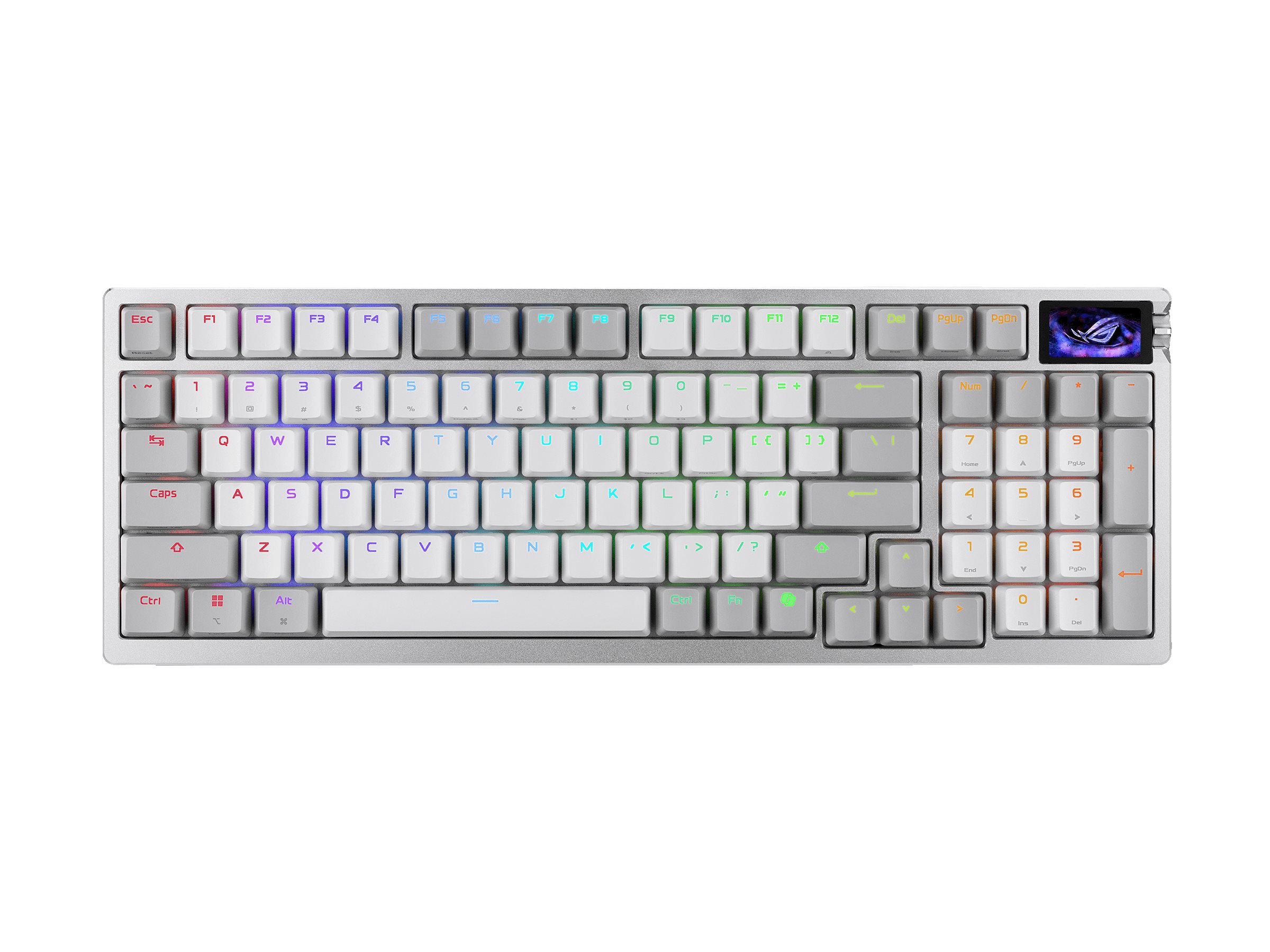 ASUS ROG Azoth 96 HE Lite keyboard Hall Effect 96% compact with OLED display knob white Product shot Left-angle 79900