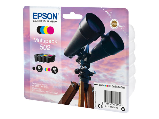 Image of Epson 502 Multipack - 4-pack - black, yellow, cyan, magenta - original - ink cartridge