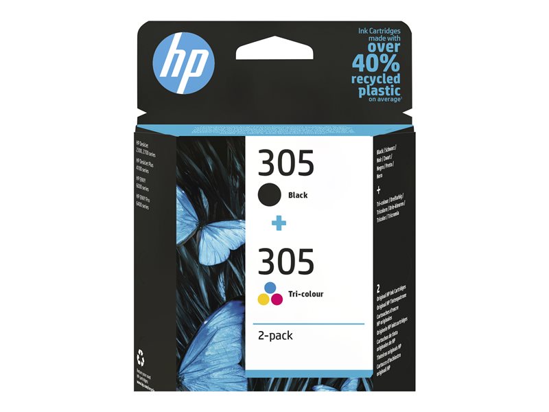 HP 305 2-Pack Tri-color/Black Original