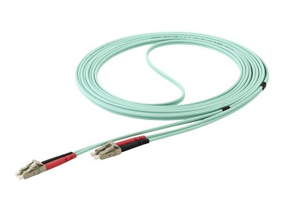 5m Aqua OM4 Duplex Multimode Fiber Optic Cable