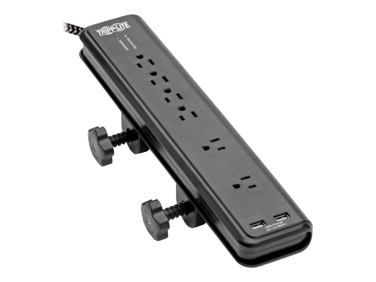 Eaton Tripp Lite Series Safe-IT 6-Outlet Surge Protector, 2 USB Charging Ports, 8 ft. Cord, 5-15P Plug, 2100 Joules, Antimicrobial, Black