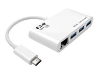 Tripp Lite 3-Port USB-C to USB-A Hub Portable w/ Gigabit Ethernet Port RJ45 Hub 3 porte USB