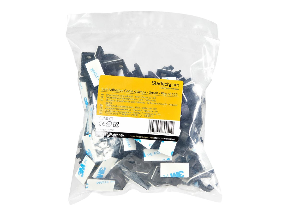 StarTech.com 100 Adhesive Cable Management Clips Black, Network/Ethernet/Office Desk/Computer Cord Organizer, Sticky Cable/Wire Holders, Nylon Self Adhesive Clamp UL/94V-2 Fire Rated - Nylon 66 Plastic - TAA (CBMCC1) - svorky kabelů - kompatibilní s TAA – foto 3