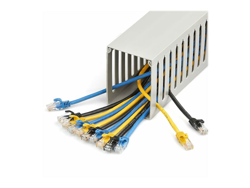 Open Slot Cable Management Raceway with Cover, 1-1/2(38mm)W x 1(25mm)H -  6.5ft(2m) length - 1/4(8mm) Slots, PVC Network Cable Hider/Wall Wire Duct