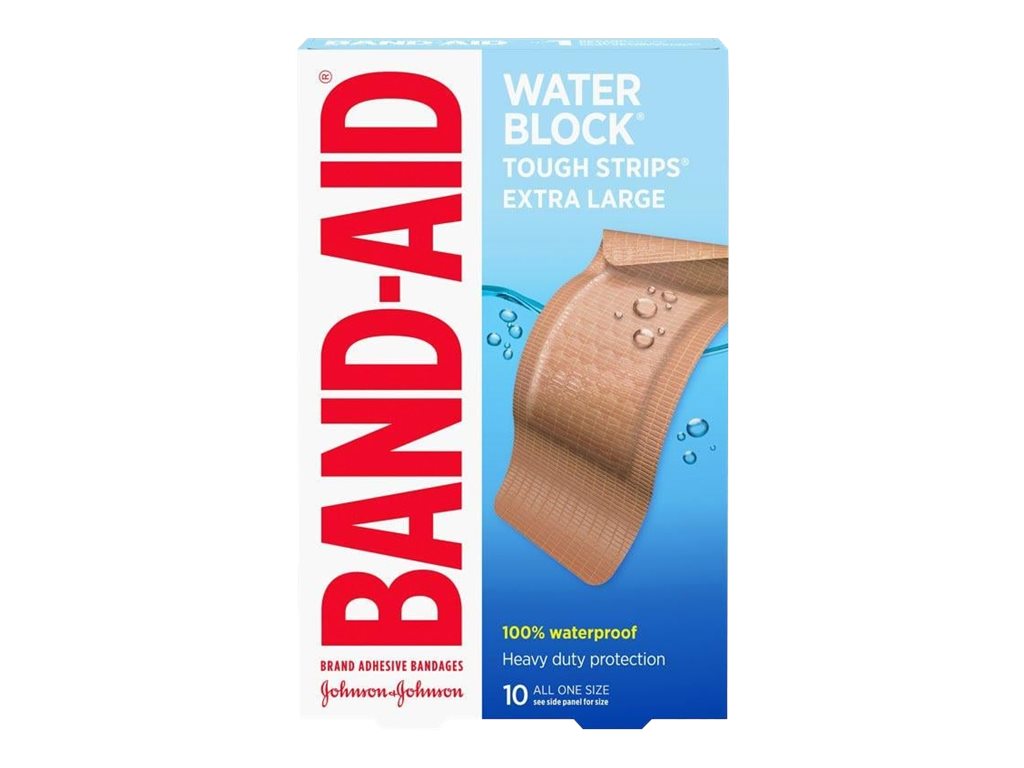 BAND-AID Water Block Tough Strips Bandages - Extra Large - 10's