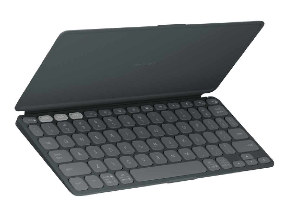 Logitech Keys-To-Go 2 keyboard built-in cover QWERTY English graphite Input Usage / lifestyle Left-angle 72755