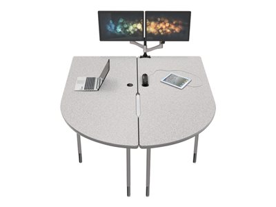 MooreCo MediaSpace Multimedia & Collaboration Large Double Table D-shaped gray nebula 