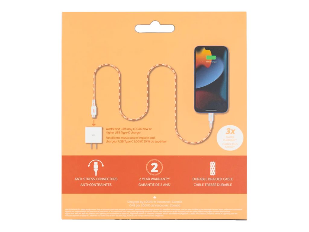 LOGiiX VIBRANCE Connect USB-C to USB-C Cable - Orange - 1.5m