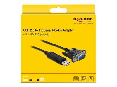 DELOCK USB 2.0 zu Seriell RS-485 Adapter mit Steckergehäuse Kabel