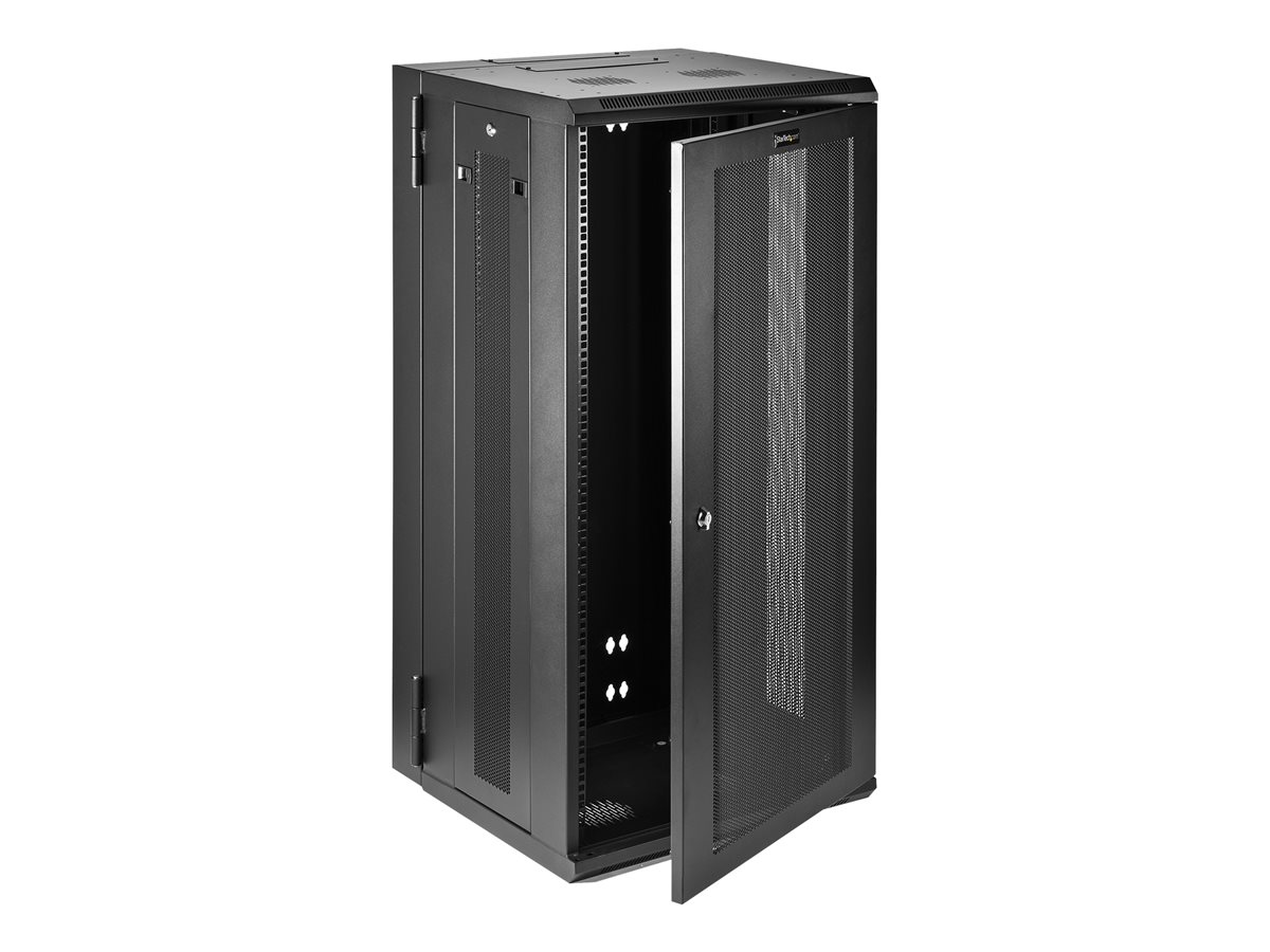 StarTech.com 26U 19" Wall Mount Network Cabinet, 16" Deep Hinged Locking IT Network Switch Depth Enclosure, Assembled Vented Computer Equipment Data Rack with Shelf & Flexible Side Panels - 26U Vented Cabinet (RK2620WALHM) - rozvaděčová skříň - 26U – foto 2