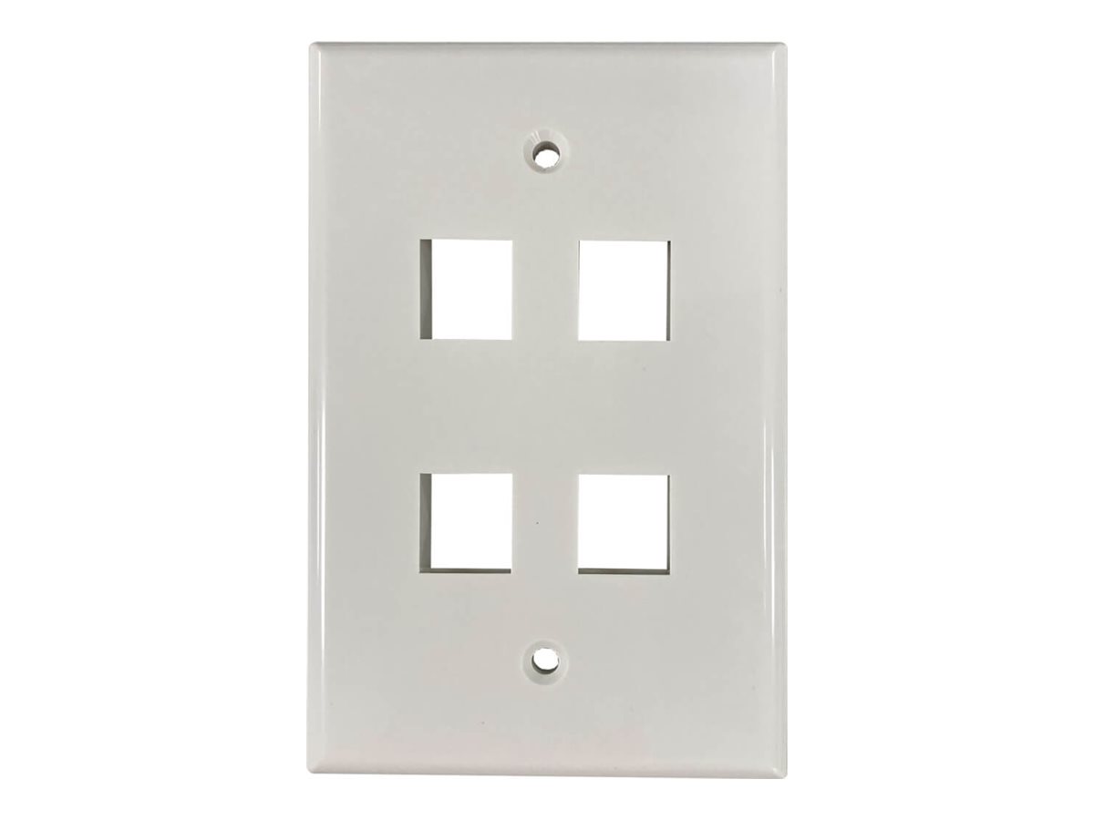 Eaton Tripp Lite Series 4-Port Single-Gang Keystone Wall Plate, Antibacterial, Ivory Gloss, TAA