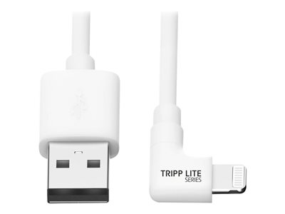 Tripp Lite Lightning to USB Sync Charge Cable Right-Angle iPhone iPad White 3ft