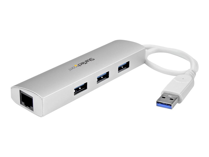 StarTech.com Hub USB 3.0 3 ports avec GbE - Aluminium