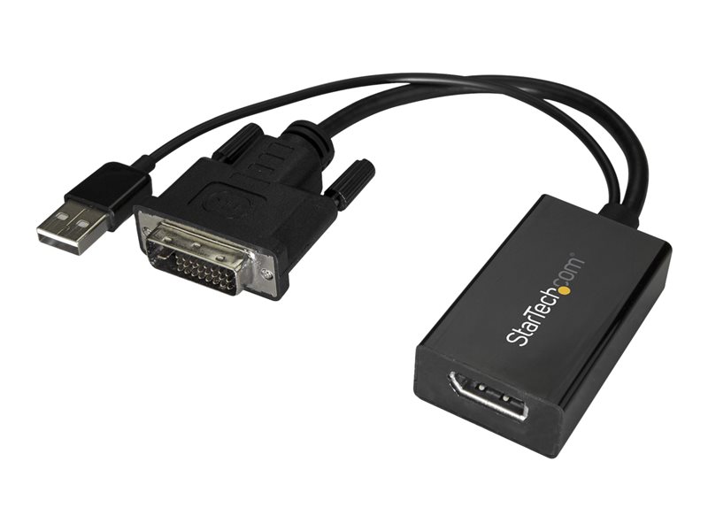 StarTech.com DVI till DisplayPort-adapter med USB-ström - 1920 x 1200 - videokort - DVI-D till DisplayPort