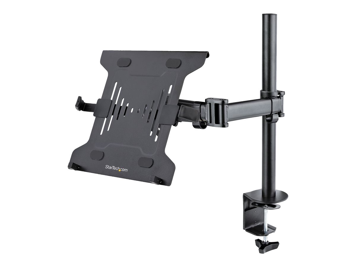 StarTech.com Laptop Desk Mount, Monitor and Laptop Mount for Desk, Displays 34in (8kg/17.6lb) & Laptops (4.5kg/9.9lbs), Adjustable & Articulating VESA Laptop Tray Arm - Desk Monitor Mount - Clamp / Grommet Mount (A-LAPTOP-DESK-MOUNT) montážní sada - pro monitor / notebook - černá