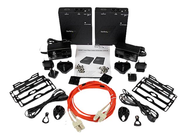 Startech HDMI® Over Fiber Extender with IR Control HDMI to SC Fiber Converter Extender up to Product shot Right-angle 79400