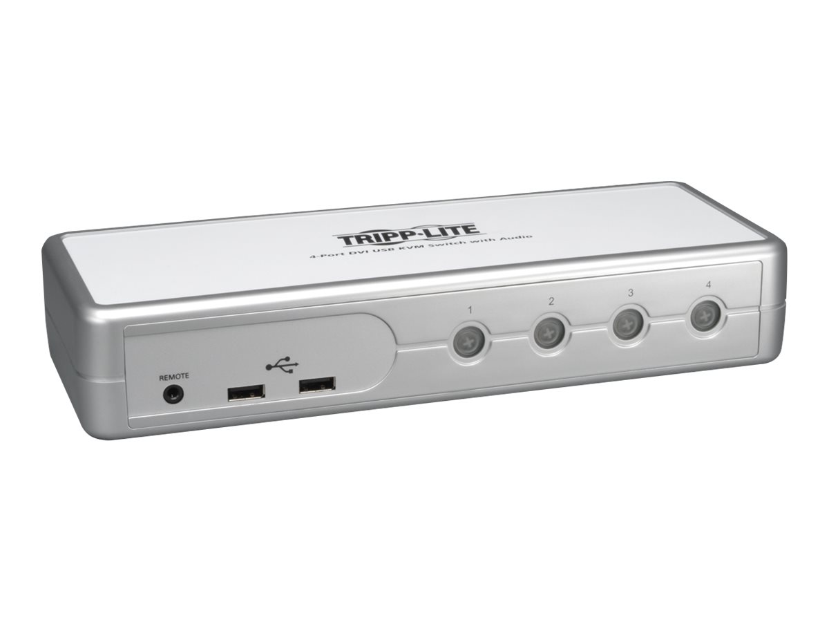 Tripp Lite 4-Port Desktop Compact DVI/USB KVM Switch w/ Audio & Cables