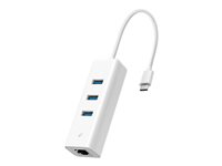 TP-Link UE330C V1 - hub - USB-C, with Gigabit Ethernet - 3 ports