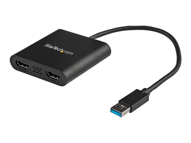 StarTech.com USB 3.0 to Dual HDMI Adapter, 1x 4K 30Hz & 1x 1080p, External Video & Graphics Card, USB Type-A to HDMI Dual Monitor Display Adapter Dongle, Supports Windows Only, Black - USB to Dual HDMI Adapter (USB32HD2)