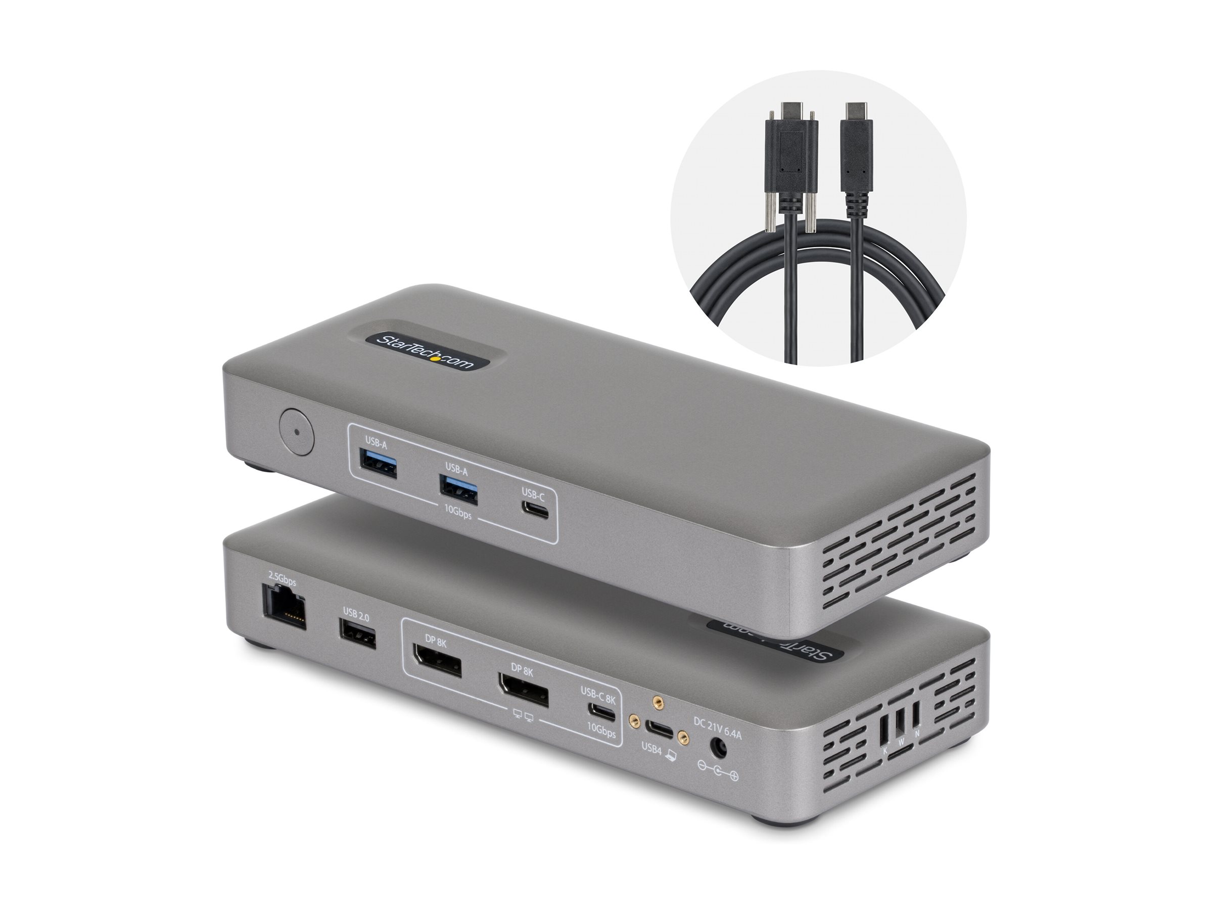 Startech docking station USB4 / Thunderbolt 4 / Thunderbolt 5 2 x DP 1GbE Usage / lifestyle Right-angle 72800