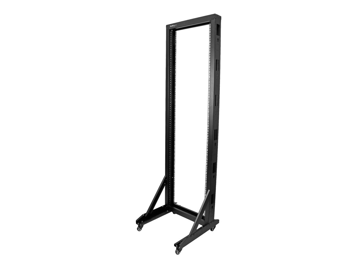 StarTech.com 42U Mobile Open Frame Network Rack with Wheels- 663lbs - 2 Post 19" Portable Rack for Computer, AV, Media, IT Equipment (2POSTRACK42) - rozvaděč stojanový - 42U - kompatibilní s TAA – foto 2