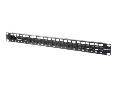 Weltron Patch panel (blank) rear rack mountable black coated 24 ports